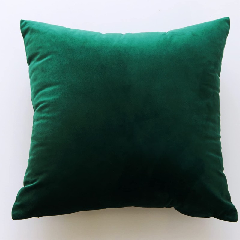 CXTAI 2x Dark Green Velvet Cushion Covers Decorative Square Throw