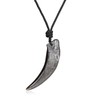 COAI Wolf Carved Golden Obsidian Wolf Fangs, Lucky Amulet Pendant/Necklace,