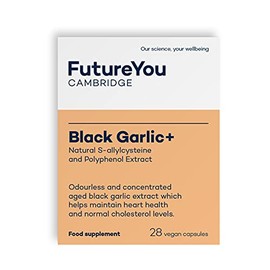 Black Garlic+ 250mg Odourless Vegan Suitable Supplement - High Strength Native Black Garlic (Allium sativum) Extract - 28 Day Supply - Developed by FutureYou Cambridge, UK