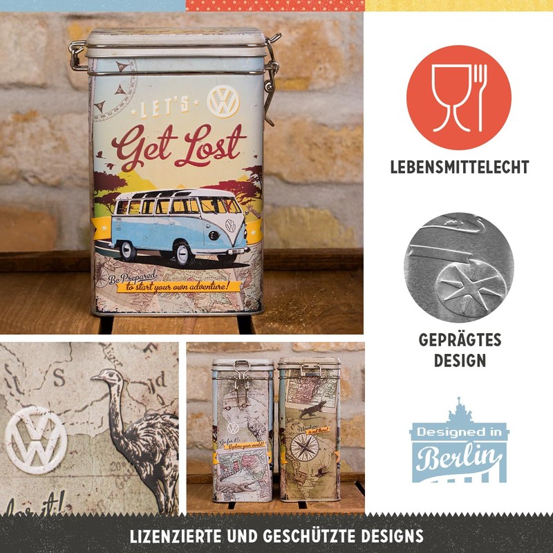 Nostalgic-Art Bulli-Let's Get Lost-VW Bus Gift Idea, Large Coffee Tin,