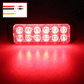 LED Emergency Strobe Lights, 12 Red LED Strobe Warning Emergency Flashing Light Caution Construction Hazard Light Bar for Car Truck Van Off-road Vehicle ATV SUV Surface Mount