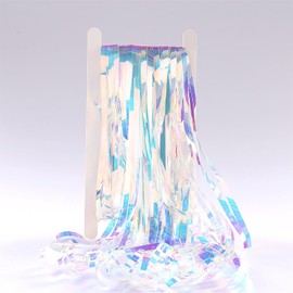 DECOCKRAT 3 Pack Foil Fringe Backdrop, 3.3x8.2 Feet Tinsel Curtains, Transparent Rainbow Party Decor Steamers, Fringe Backdrop Curtains for Birthday Graduation Christmas Theme Party Decorations