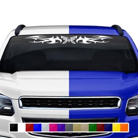 Sticky Creations Butterfly Decal Sticker Windshield Window Banner Vinyl Graphic Tribal Flame Scroll Decoration Car Truck SUV Vehicle Front Rear Back 36"x4.25"+ (Design #159-01)
