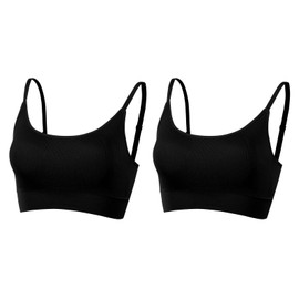 AMRIY Womens Sports Bras for Women Light Support Padded Workout Bras for Women Supportive Seamless Women's Wireless Yoga Bra Black,L