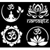Om (Aum) Decal 4 Pack: Meditation Om, Om Symbol Flower,