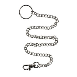16" Silver Nickel Plated Pocket Chain String with Lobster Claw Clasp Trigger Snap Handle for Belt Loop, Purse Handbag Strap, Keys, Wallet, and Traveling