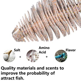 Rubber Fish Fishing Bait, Soft Bait for Fishing, Worms, Swimming Bait for Freshwater Pike, Perch, Trout, Zander Bait, 75 mm - 4 Pieces / 100 mm - 2 Pieces