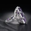 Metmejiao Vintage Women 925 Silver Ring Purple Gemstone Party Wedding