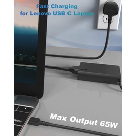 New Slim 65W USB C Laptop Charger for Lenovo ThinkPad X1 Carbon T470 T470s T480 T480s T490 T490s T495 T570 T580 T590 T14 T15 T16 E480 E580 E485 E585 E490 E590 L480 L580 X270 X280 X380 X390 X395,Yoga