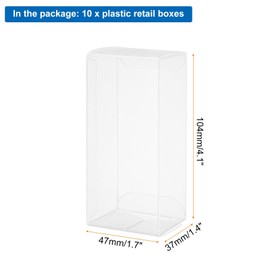 MECCANIXITY 10 PCS Clear Gift Box,1.7"x1.4"x4.1" Transparent Candy Box Plastic Favor Boxes Packing Box for Candy Cookies Christmas Wedding Party Wrapping