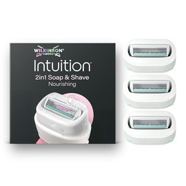 Wilkinson Sword Intuition 2in1 Soap & Shave Nourishing Razors for Women, Built-in Vegan Soap, 3 Women's Razor Blade Refills