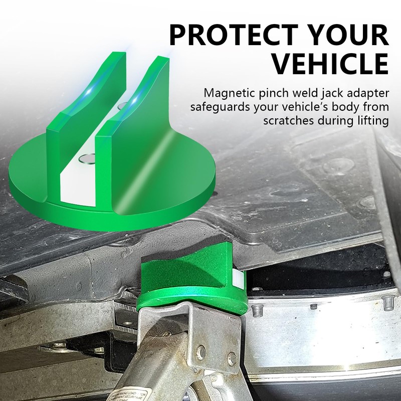 Chelhead Green Magnetic Frame Rail Floor Jack Pad Universal Aluminum