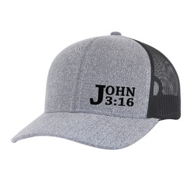 Trenz Shirt Company John 3:16 Adult Trucker Hat-Heather Grey/Black