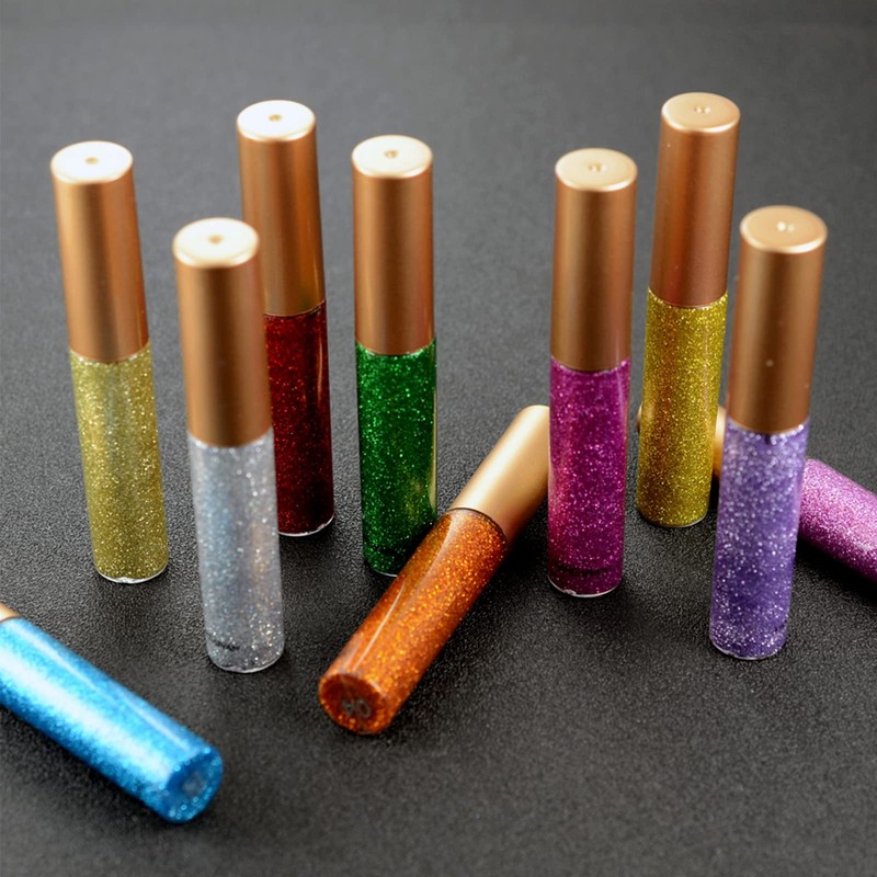 Coloured Glitter Eyeliner Liquid，Purple Glitter Liquid Eye Liner, Waterproof Eyeliner