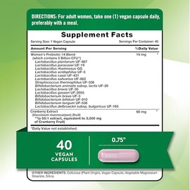 Nature's Truth Probiotics for Women | 5 Billion CFUs Daily | 40 Vegan Capsules | with Cranberry | Non-GMO & Gluten Free | No Refrigeration Needed