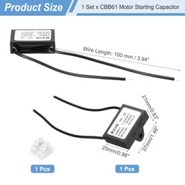 sourcing map CBB61 Capacitor, 1.2uF 450V 2-Wire Ceiling Fan Motor Starting Capacitor for Ceiling Fan, Motor Generator, Blower, Exhaust Fan, Black
