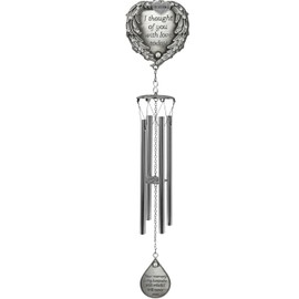 Memorial Windchime for Grandma - I Thought of You with Love Today Poem - Heart Shaped Angel Wings with Silver Grandma Charm - Loss of a Grandmother - 23" L