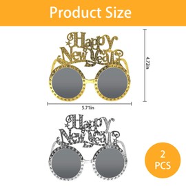 2pcs Happy New Year Glasses, New Year Decorations 2025 Glasses Novelty Plastic Party Glasses, New Years Eve Party Props Decorations Accessories & Supplies for Women Men Boys Girls (Gold Silver)