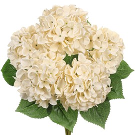 Hollyone Hortensias Artificiales Beige Grandes Flores de Seda Artificiales para Decoración del Hogar Flores de Interior Ramos de Boda Flores Artificiales para Centros de Mesa de Cocina Decoraciones de