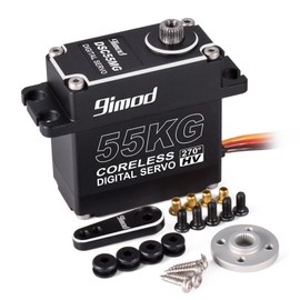 55KG High Torque Servo High Speed HV 8.4V Coreless RC Steering Servo Motors Stainless Steel Gear Low Profile Waterproof RC Crawler Servo for 1/8 1/10 1/12 Scale Cars DIY Robotic - 270 Degree