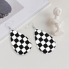 Checkerboard Chess Board Flag Faux Leather Teardrop Earrings for Women