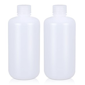 ASEVAT 500ml/16.9 oz Narrow Mouth Round Chemical Container, Plastic Leak Proof HDPE bottle, Lab Reagent Bottles, Water Sample Bottles (2 Pcs)