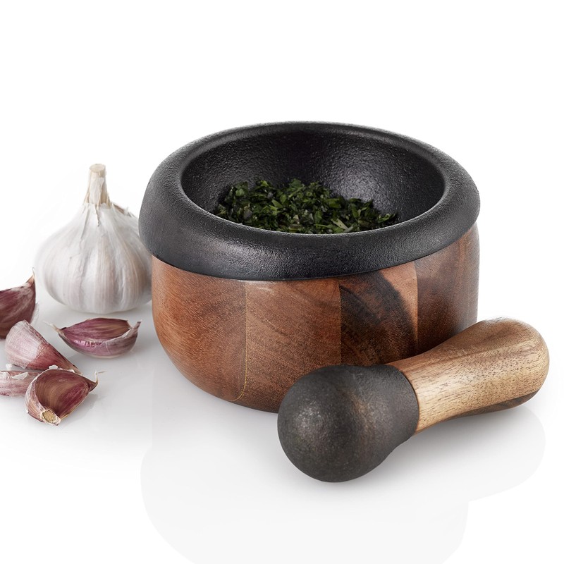 AdHoc MO20 CRUSH Pestle & Mortar | Cast Iron/Acacia Wood