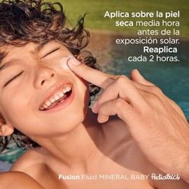 ISDIN fotoprotector fusion fluid mineral baby pediatrics spf 50, protector solar facial 100% mineral para la piel del nino y bebe, 50ml