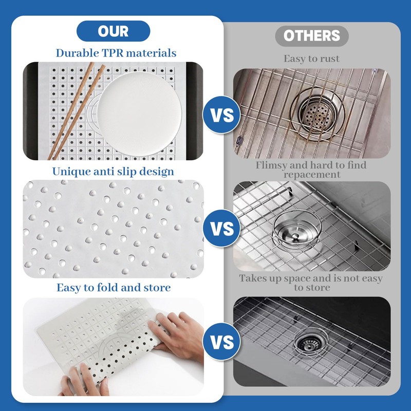 Kitchen Sink Mat, Drain Mat, Sink Protector Mats for Bottom