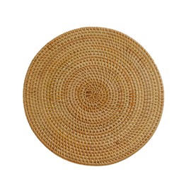 LANGYU Trivet, Rattan Knitting, Heat Resistant Trivet, 9.8 inches (25 cm), 11.8 inches (30 cm), 13.8 inches (35 cm), Natural Rattan Mat, Round, Washable Insulation Mat, Handmade Pot Mat, Heat