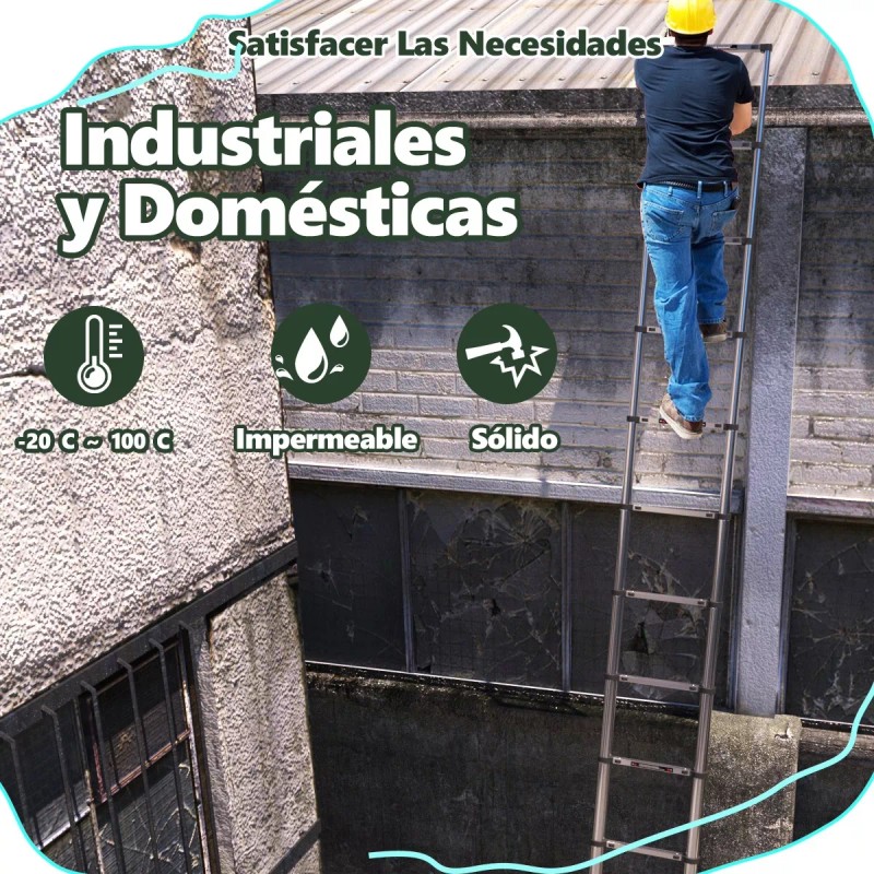 Bowoshen 5m Escalera Telescópica De Acero Inoxidable Soporta 180 Kg
