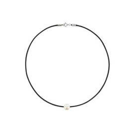 LES POULETTES BIJOUX - Necklace White Cultured Freshwater Pearl 8-9 mm - Classics - Black