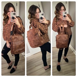 Telena Backpack Purse for Women, PU Leather Anti Theft Travel Purse Shoulder Bags with Tassel Brown