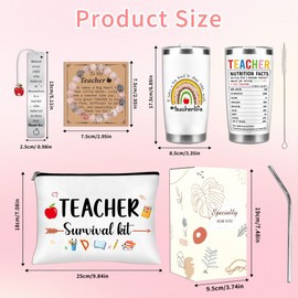 GalaVee Teacher Gifts for Women, Thank You Present Set with 20oz Tumbler Makeup Bag Bracelet Bookmark, Back to School Teacher Appreciation Gifts from Students