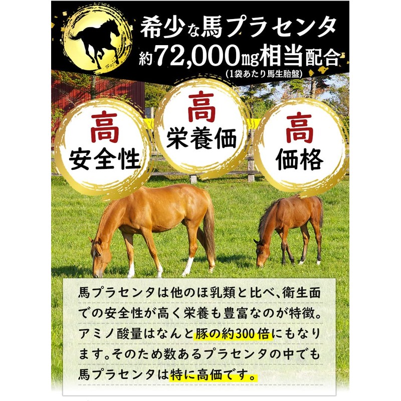 馬プラセンタ72000 お徳用360粒 北海道サラブレット胎盤使用 1日目安/4粒 約3ヶ月分 1袋当たり馬生胎盤 約72,000mg相当配合
