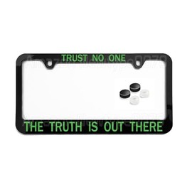 License Plate Frame, Trust No One The Truth is Out There, with Screw Caps, Tag Cover, Car Frame, Auto Accessories, Cool Decoration, for USA & Canada License Plate Frame