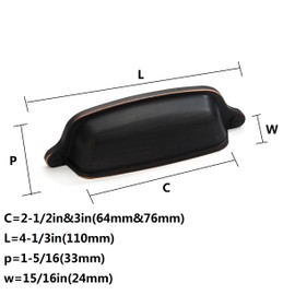 khtumeware 10 Pack 3 inch (76 mm) Drawer Pulls Oil Rubbed Bronze Cabinet Cup Pulls Cabinet Hardware Kitchen Cabinet Handles Bin Cup Pulls for Kitchen Cabinets.