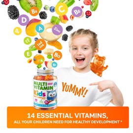 DR. MORITZ Kids Multivitamin Gummies 14 Essential Vitamins and Magnesium Gummies Sugar-Free - Daily Supplement Vitamin A,C,D,E Vegetarian B6&B12,Zinc,Biotin with Sugar-Free Magnesium Calm Chews for Kids&Adults