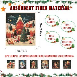 Christmas Swedish Kitchen Dishcloths Dish Cloths, 6 PCS Swedish Dish Cloths Kitchen, Reusable Absorbent Fast Dry Gnomes Santa Elk Swedish Dishcloth for Home Kitchen Supplies