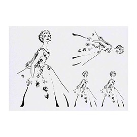 4 x '1940s Vintage Ballgown' Temporary Tattoos - Water Resistant, Skin-Safe, Non-Toxic Transfers, Mixed Sizes (TO00001764)