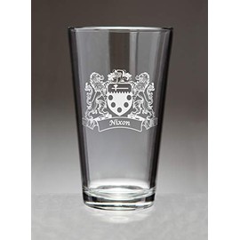 Nixon Irish Coat of Arms Pint Glasses (Sand Etched)