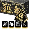 Labeol 3 Pack 30th Birthday Tablecloth, Black and Gold Happy