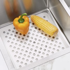 Small Sink Mat, White Sink Protector Mats for Bottom of Kitchen Sinks, Dish Drying Mat for Dishes and Glassware, Fast Drain 11.3x12.6inch (1)