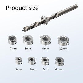 8-piece drill depth stop set, drill depth limiter limit the depth of the drill positioner, locator, depth stop, dowels, position regulator ring, 3-10 mm