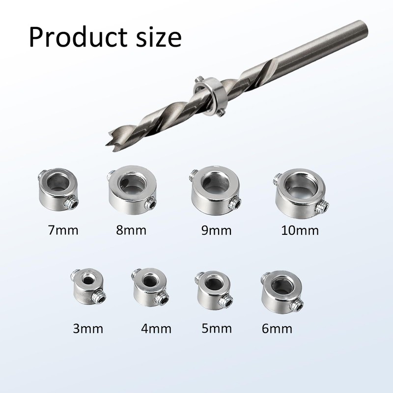 8-piece drill depth stop set, drill depth limiter limit the