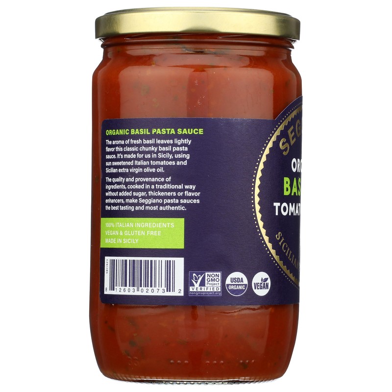 SEGGIANO Organic Basilico Pasta Sauce, 24 OZ