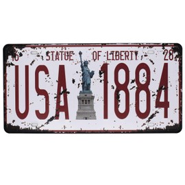 STATUE OF LIBERTY USA 1884 Vintage Auto License Plate, Embossed Tag Size 6" X 12"