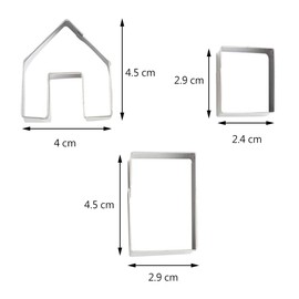 La Tartelette 3 Pcs Stainless Steel Christmas Mini House Mold Gingerbread Cookie Cutters Set Cupcake Chocolate Easter Gingerbread House Kit (Small)