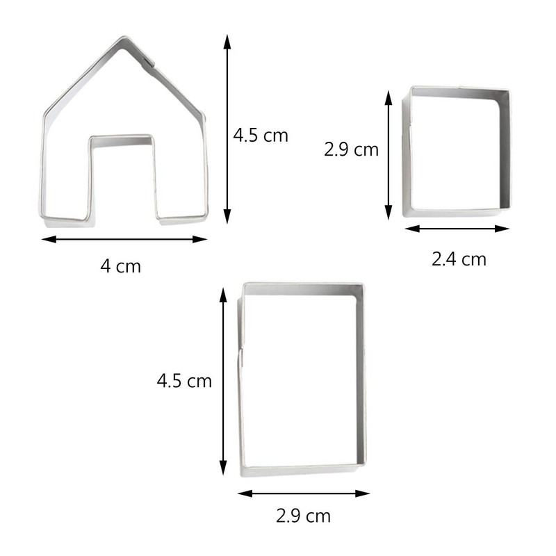 La Tartelette 3 Pcs Stainless Steel Christmas Mini House Mold
