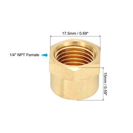 PATIKIL 1/4" NPT Female Brass Pipe Fitting Cap, Hex Head Brass Tubing Cap Thread Ends Cap Sealing Fittings for Refrigeration, Gas, Air, Water, Oil Line, Brass Tone